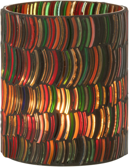 Photophore Cylindrique Diamètre 10 cm en Verre Effet mosaïque Motif courbes Milina - 2