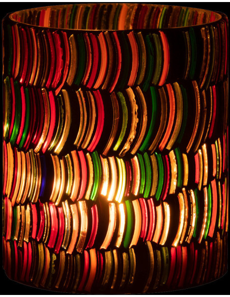 Photophore Cylindrique Diamètre 10 cm en Verre Effet mosaïque Motif courbes Milina - 3