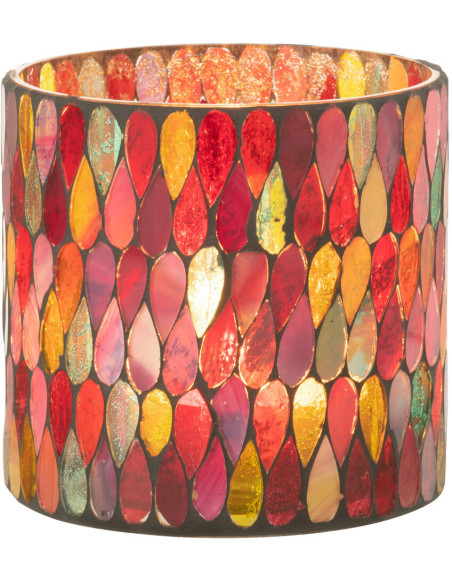 Photophore Cylindrique Diamètre 10 cm en Verre Effet mosaïque Motif gouttes Alverni - 3