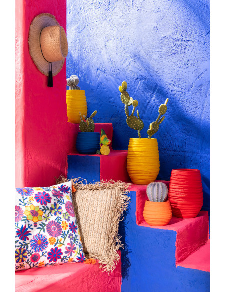 Cache-pot Rond Diamètre 14 cm en Céramique Orange Fiesta - 3