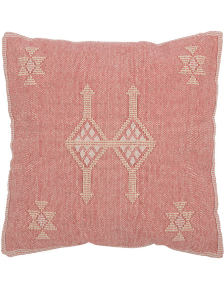 Coussin Carré 45x45 en Coton Pêche Motif ethnique Zulorin - 1