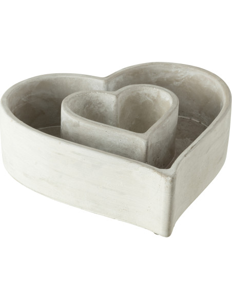 Cache-pot Coeur dans coeur en Ciment Gris Lovio - 1
