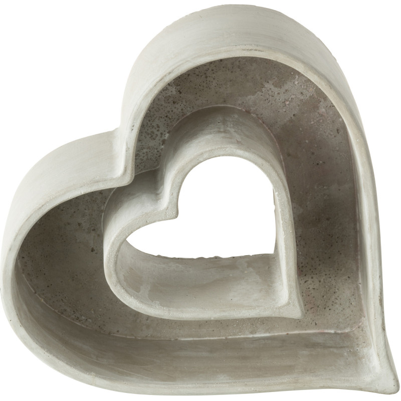 Cache-pot Coeur dans coeur en Ciment Gris Lovio - 2