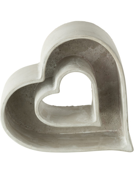 Cache-pot Coeur dans coeur en Ciment Gris Lovio - 2