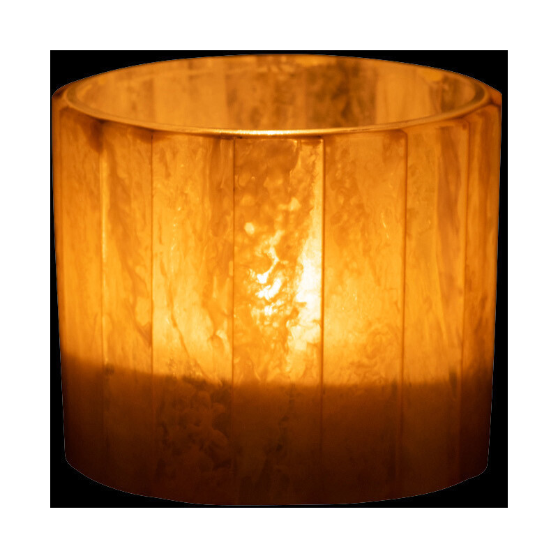 Photophore Cylindrique Diamètre 7 cm en Verre Résine Jaune Motif lignes Hoctano - 3