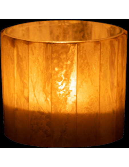 Photophore Cylindrique Diamètre 7 cm en Verre Résine Jaune Motif lignes Hoctano - 3