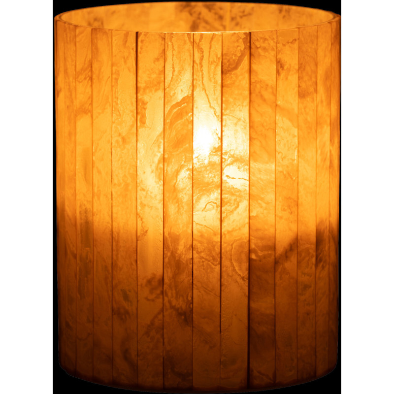 Photophore Cylindrique Diamètre 15 cm en Verre Résine Jaune Motif lignes Hoctano - 3