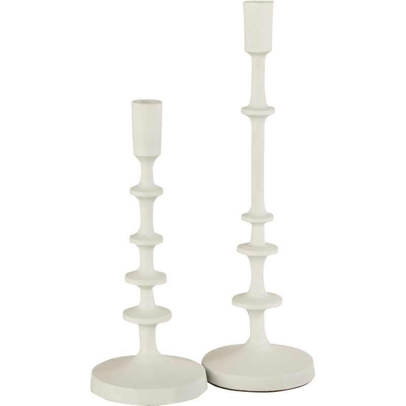 Bougeoir sur pied Izy Hauteur 40 cm en Métal Blanc - 4