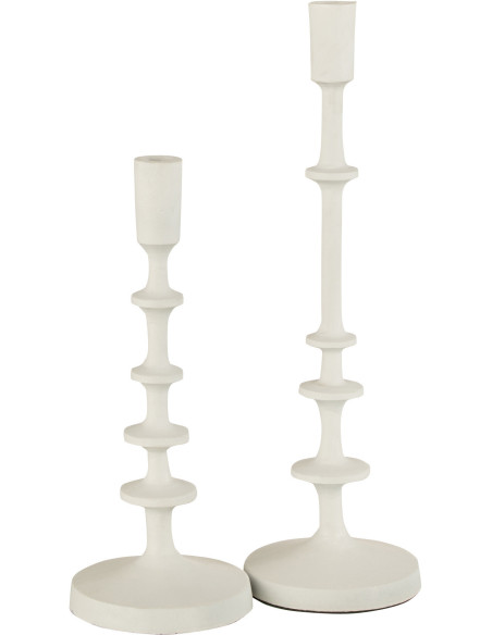 Bougeoir sur pied Izy Hauteur 40 cm en Métal Blanc - 4