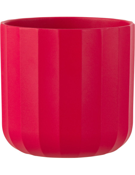 Cache-pot Rond Diamètre 18 cm en Céramique Rose Motif stries Summer - 1