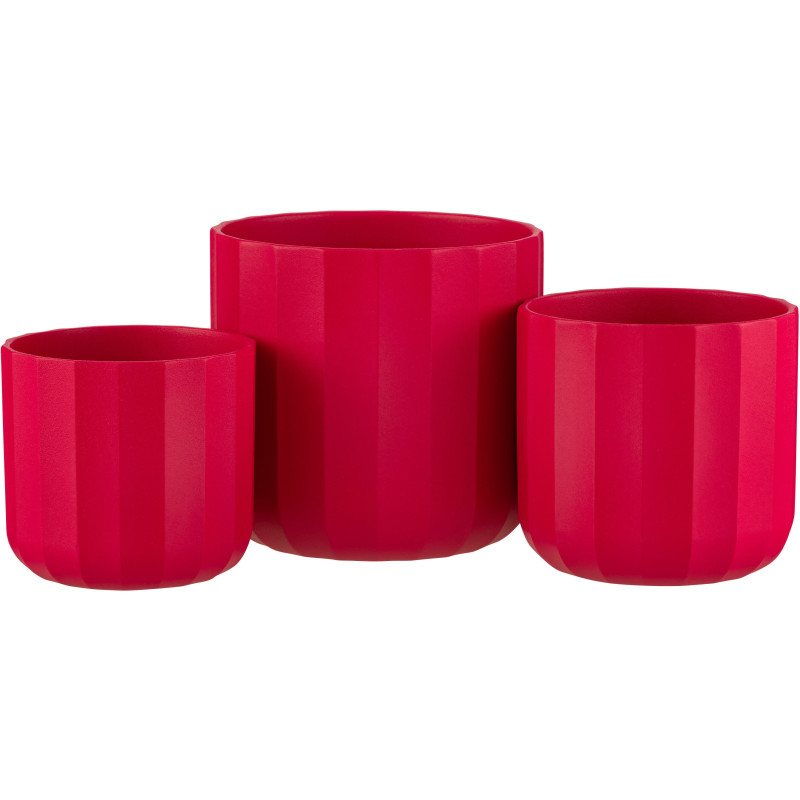 Cache-pot Rond Diamètre 18 cm en Céramique Rose Motif stries Summer - 2