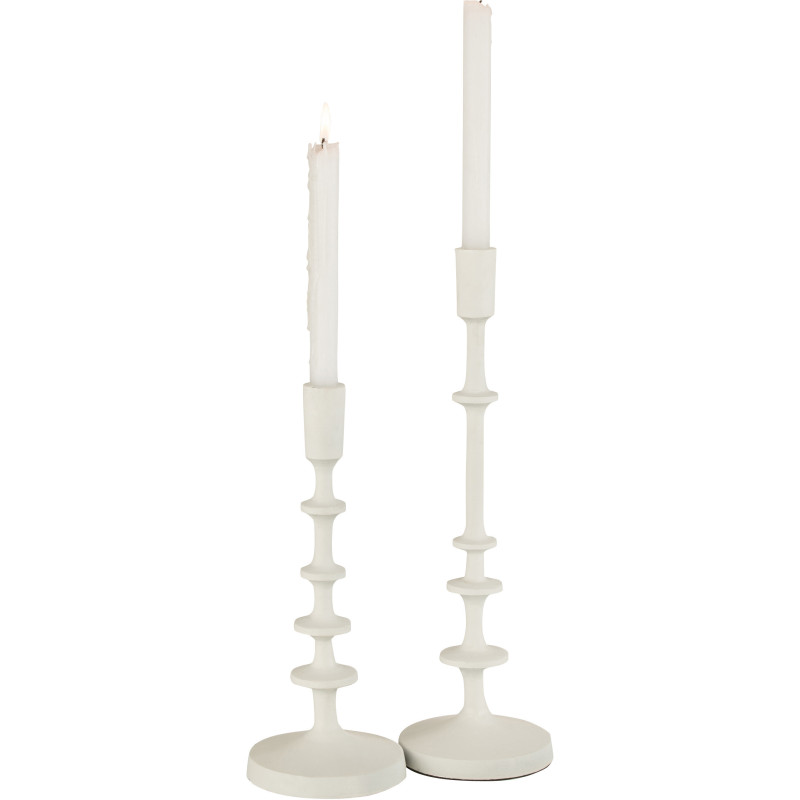 Bougeoir sur pied Izy Hauteur 40 cm en Métal Blanc - 5