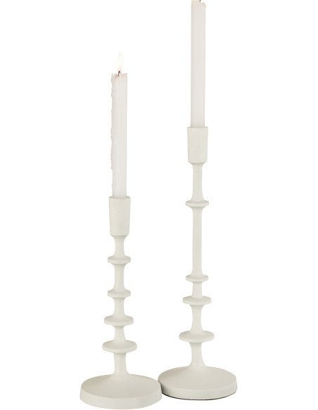 Bougeoir sur pied Izy Hauteur 40 cm en Métal Blanc - 5