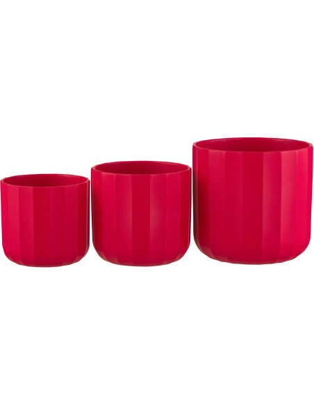 Cache-pot Rond Diamètre 18 cm en Céramique Rose Motif stries Summer - 3