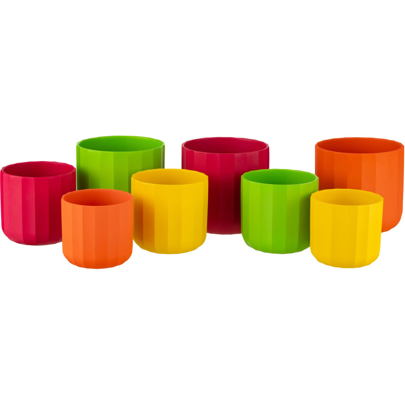 Cache-pot Rond Diamètre 18 cm en Céramique Rose Motif stries Summer - 4