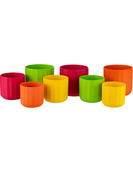 Cache-pot Rond Diamètre 18 cm en Céramique Rose Motif stries Summer - 4