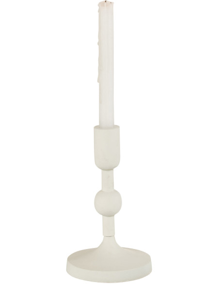 Bougeoir sur pied Marui Hauteur 20 cm en Métal Blanc J-Line - 2