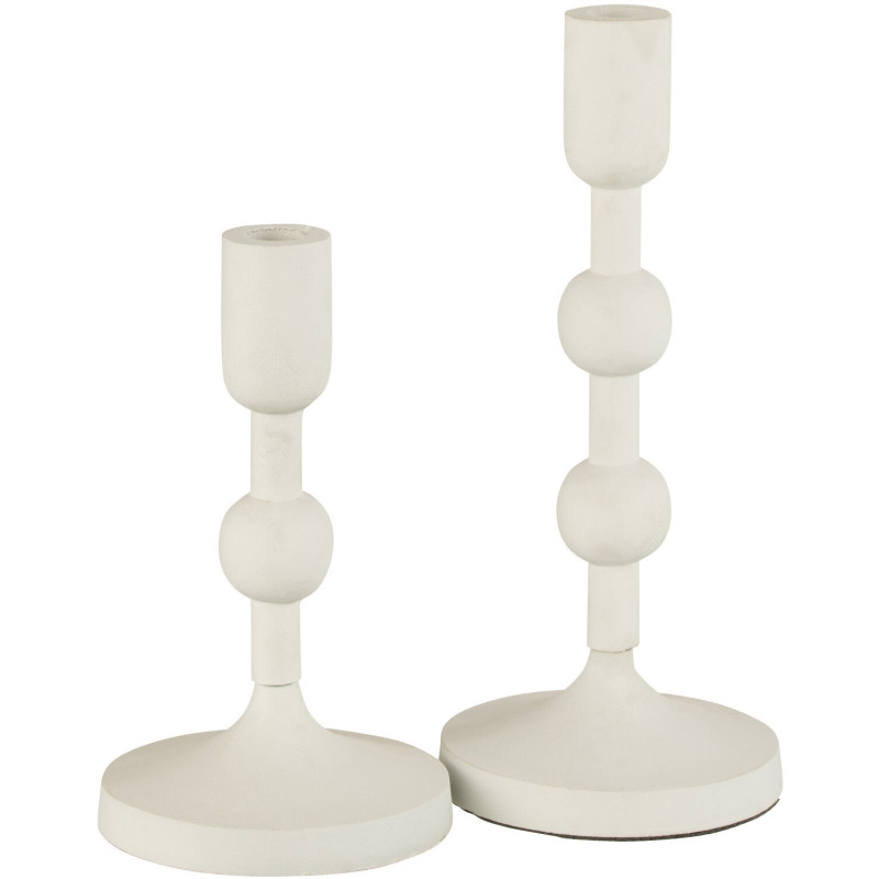 Bougeoir sur pied Marui Hauteur 30 cm en Métal Blanc J-Line - 3