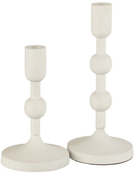 Bougeoir sur pied Marui Hauteur 30 cm en Métal Blanc J-Line - 3