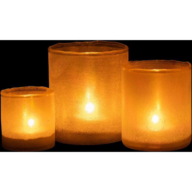 Photophore Cylindrique en Verre Jaune Effet givré Ruby (Lot de 3) - 3