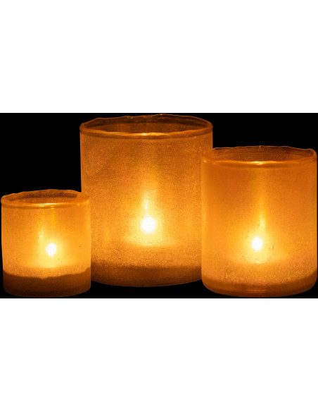 Photophore Cylindrique en Verre Jaune Effet givré Ruby (Lot de 3) - 3