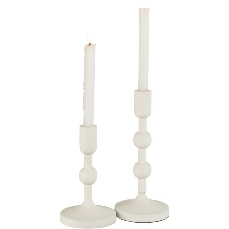 Bougeoir sur pied Marui Hauteur 30 cm en Métal Blanc J-Line - 4