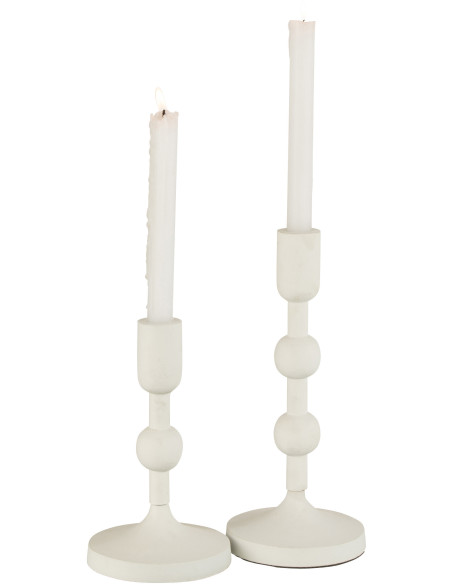 Bougeoir sur pied Marui Hauteur 30 cm en Métal Blanc J-Line - 4