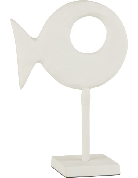 Décoration sur pied Poisson abstrait 30 cm Sakana en Métal Blanc - 1
