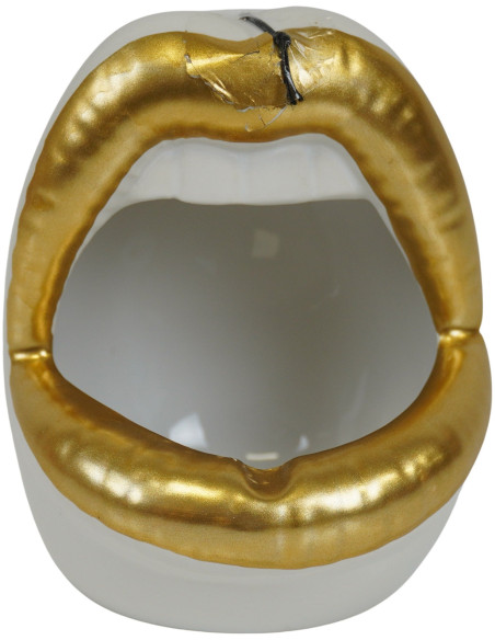 Petite Cache-pot original Lèvres 10 cm en Céramique Doré Blanc Lip - 2