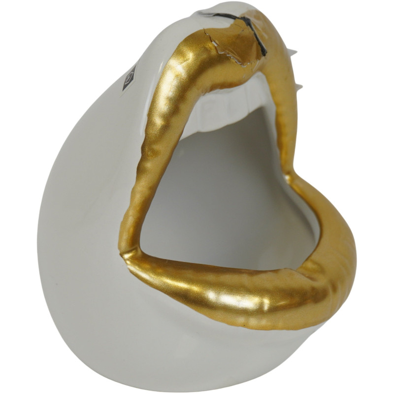 Petite Cache-pot original Lèvres 10 cm en Céramique Doré Blanc Lip - 1