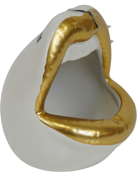 Petite Cache-pot original Lèvres 10 cm en Céramique Doré Blanc Lip - 1