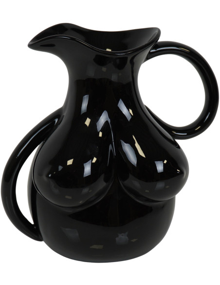 Vase original 2 anses Cruche Hauteur 18 cm en Céramique Noir Breasts - 1