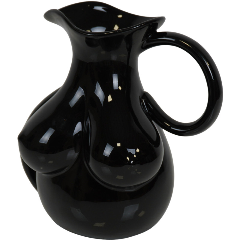 Vase original 2 anses Cruche Hauteur 18 cm en Céramique Noir Breasts - 2