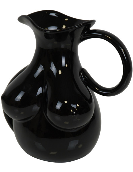 Vase original 2 anses Cruche Hauteur 18 cm en Céramique Noir Breasts - 2