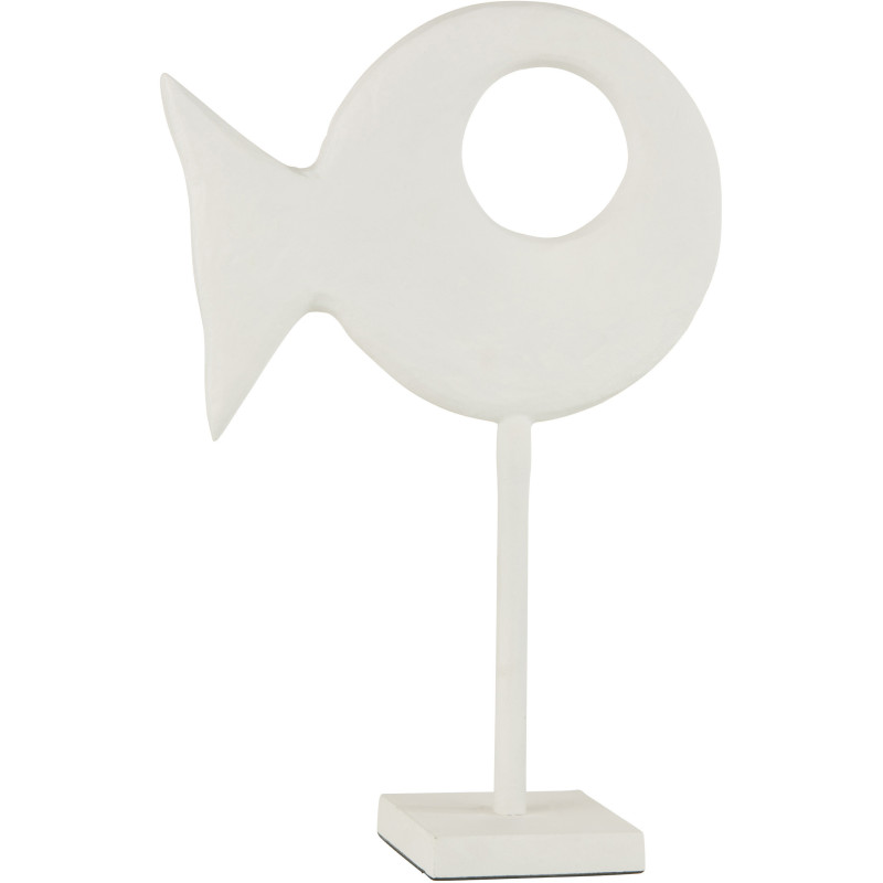 Décoration sur pied Poisson abstrait 40 cm Sakana en Métal Blanc J-Line - 1