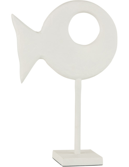 Décoration sur pied Poisson abstrait 40 cm Sakana en Métal Blanc J-Line - 1