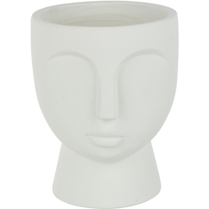 Cache-pot Ovale Visage Diamètre 18 cm en Ciment Blanc Facio - 1