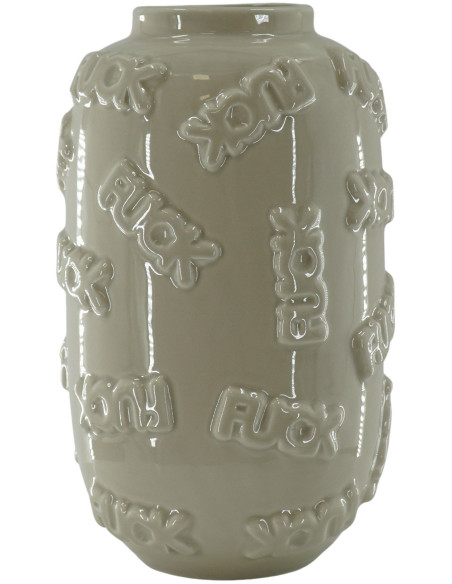 Vase original Rond Hauteur 27 cm en Céramique Beige Fuck - 1