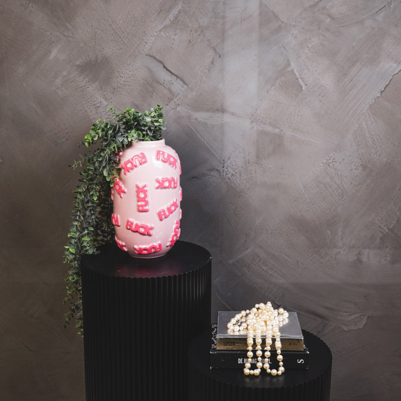 Vase original Rond Hauteur 27 cm en Céramique Rose Fuck - 4