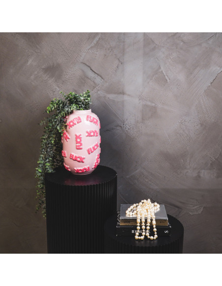 Vase original Rond Hauteur 27 cm en Céramique Rose Fuck - 4