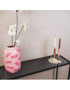 Vase original Rond Hauteur 27 cm en Céramique Rose Fuck - 2