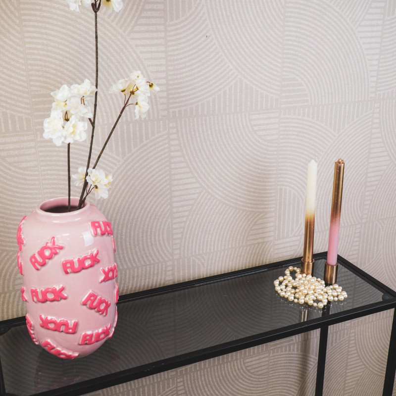 Vase original Rond Hauteur 27 cm en Céramique Rose Fuck - 2