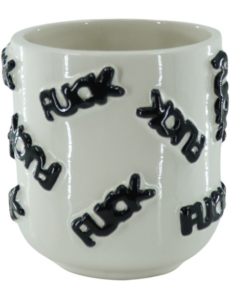 Petit Cache-pot original Rond Diamètre 11 cm en Céramique Blanc Noir Fuck - 1