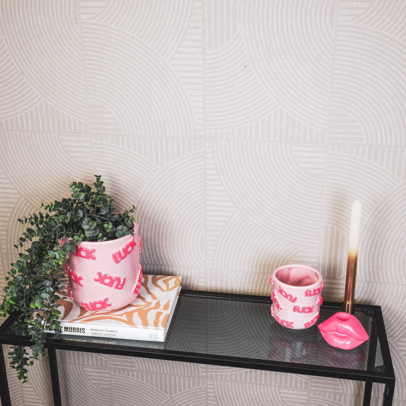 Petit Cache-pot original Rond Diamètre 11 cm en Céramique Rose Fuck - 3