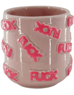 Petit Cache-pot original Rond Diamètre 11 cm en Céramique Rose Fuck - 1