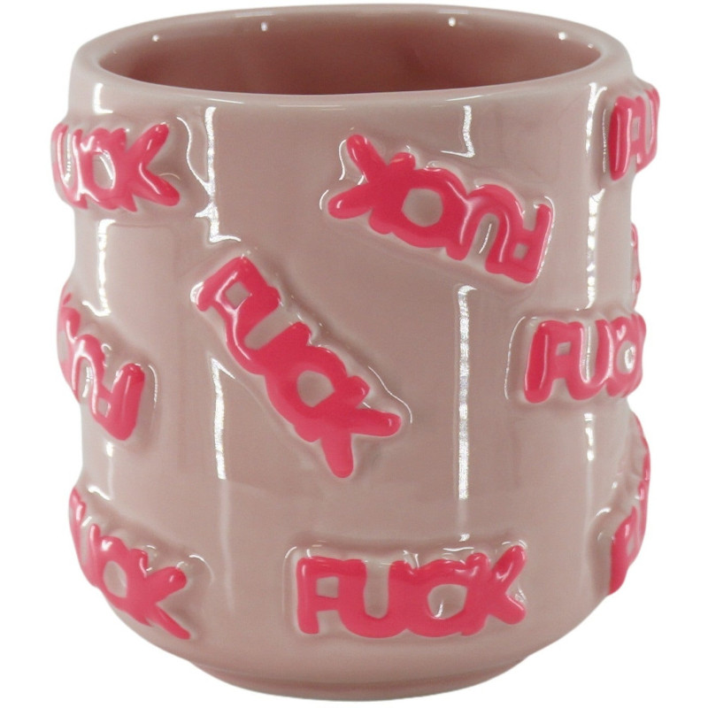 Petit Cache-pot original Rond Diamètre 11 cm en Céramique Rose Fuck - 1