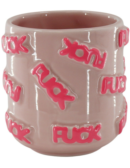 Petit Cache-pot original Rond Diamètre 11 cm en Céramique Rose Fuck - 1