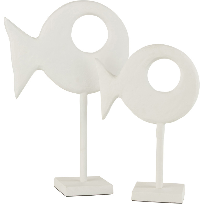 Décoration sur pied Poisson abstrait 40 cm Sakana en Métal Blanc J-Line - 3