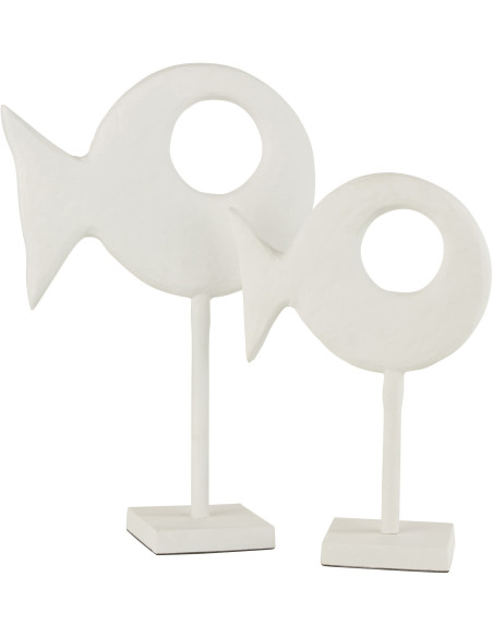 Décoration sur pied Poisson abstrait 40 cm Sakana en Métal Blanc J-Line - 3