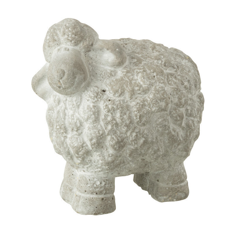 Statuette déco Mouton Hauteur 10 cm en Ciment Blanc Martin - 1